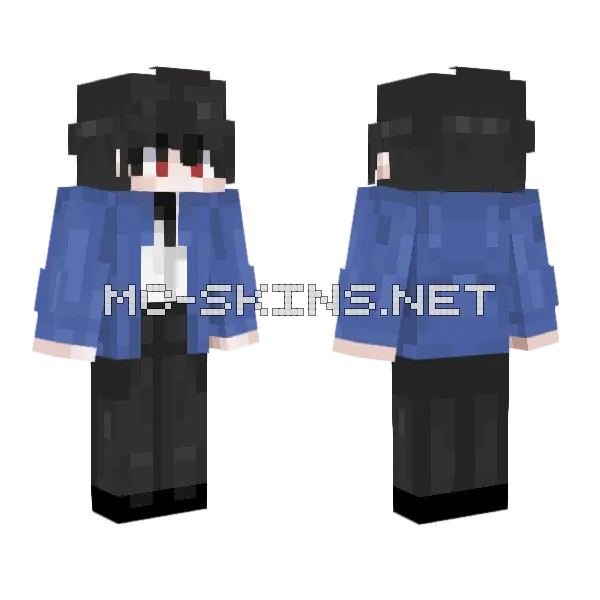 Black Blue Hoodie Minecraft skin, front and back