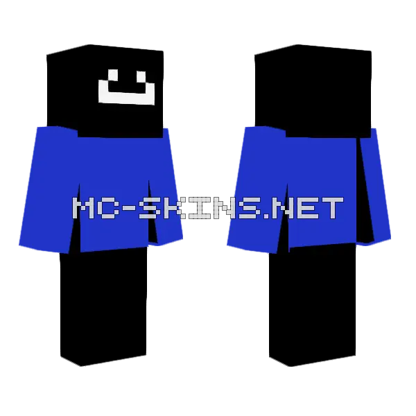 Black Blue Smile Minecraft skin, front and back