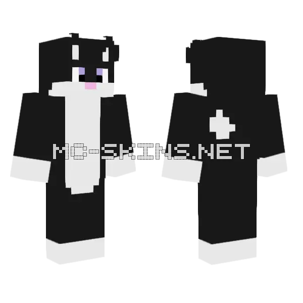 Black Cat Minecraft skin, front and back