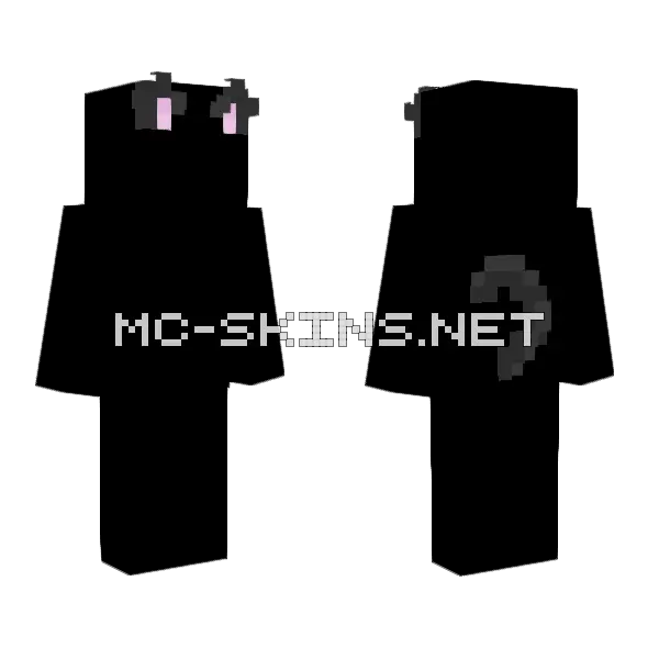 Black Cat Ears Tail Base Minecraft skin, front and back