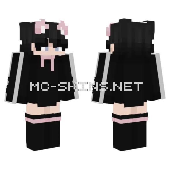 Black Cat Girl Minecraft skin, front and back