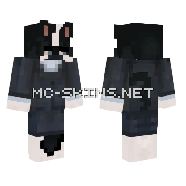 Black Cat Girl Minecraft skin, front and back