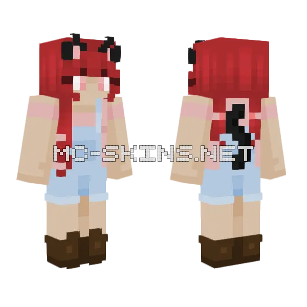 Black Cat Girl Minecraft skin, front and back