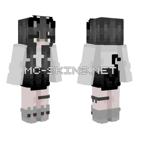 Black Cat Girl Minecraft skin, front and back