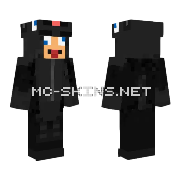 Black Cat Hoodie Minecraft skin, front and back