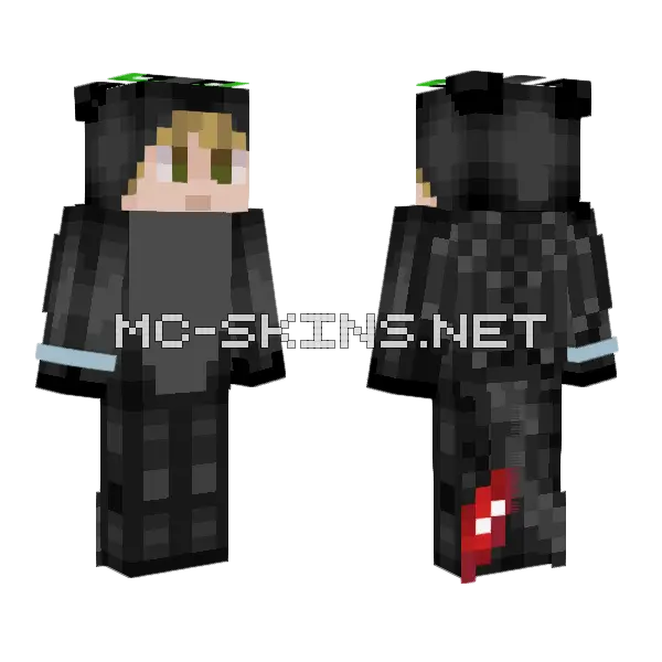 Black Cat Suit Minecraft skin, front and back