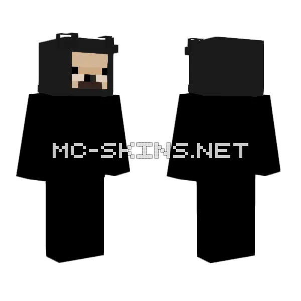 Black Cat With Hat Minecraft skin, front and back