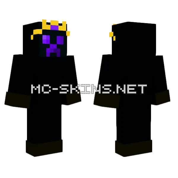 Black Creeper Minecraft skin, front and back