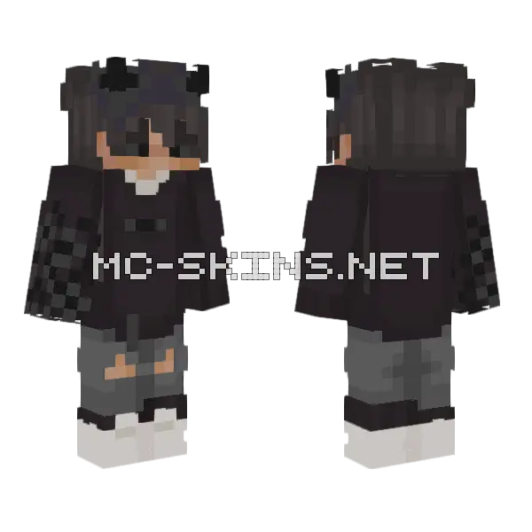Black Demon Boy Minecraft skin, front and back