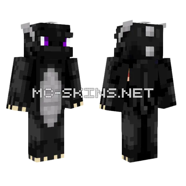 Black Dragon Skin Minecraft skin, front and back