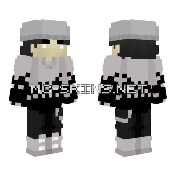Black Flame Beanie Casual Outfit Minecraft skin, front and back
