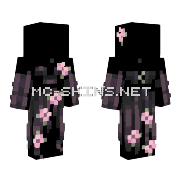 Black Flowery Dress Base Minecraft skin, front and back