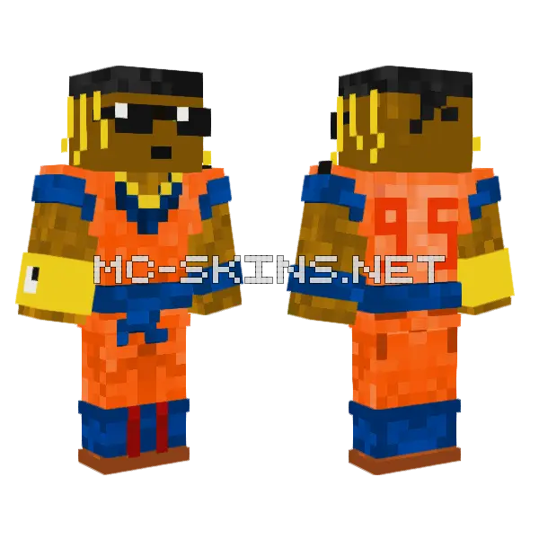 Black Goku V3 Minecraft skin, front and back