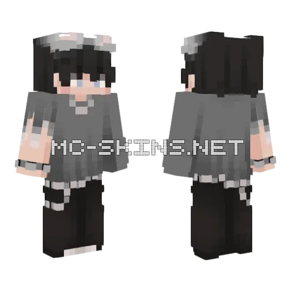 Black Hair Boy Minecraft skin, front and back