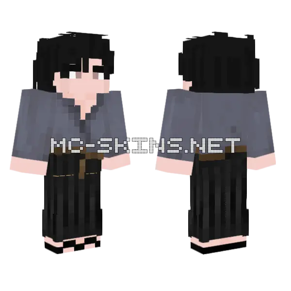 Black Hair Boy Minecraft skin, front and back