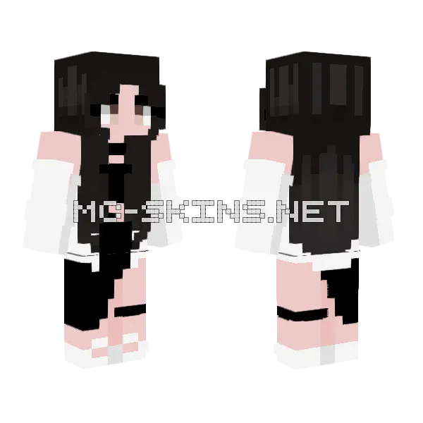 Black Hair Girl Minecraft skin, front and back