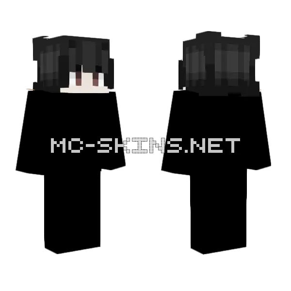 Black Hair Template Minecraft skin, front and back