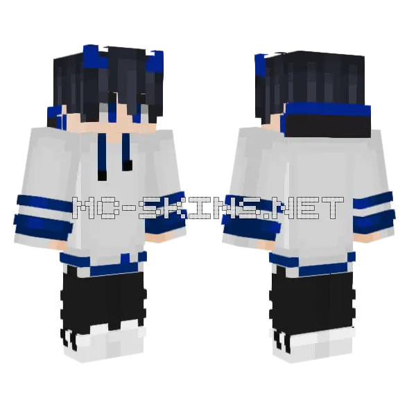Black Haired Demon Boy Minecraft skin, front and back