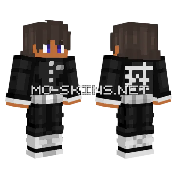 Black Hoodie Boy Minecraft skin, front and back