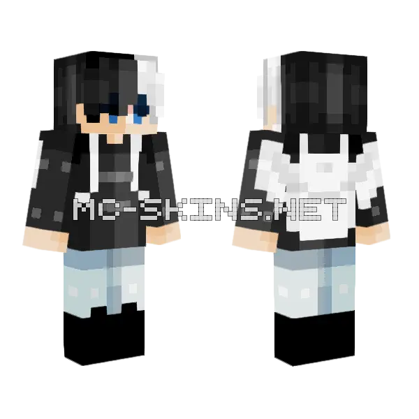 Black Hoodie Boy Minecraft skin, front and back