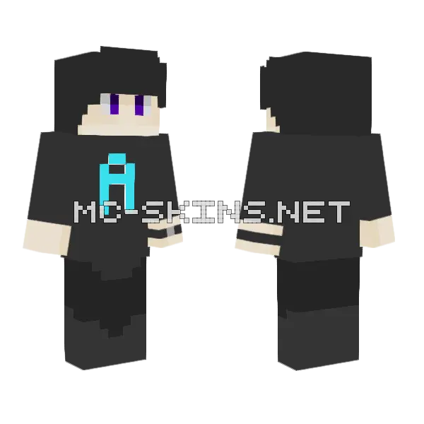 Black Hoodie Boy Minecraft skin, front and back