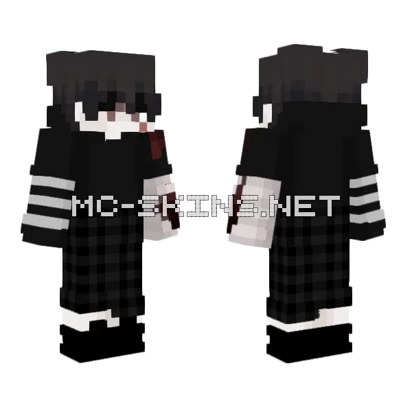 Black Hoodie Boy Minecraft skin, front and back