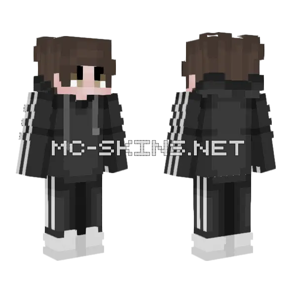 Black Hoodie Boy Minecraft skin, front and back