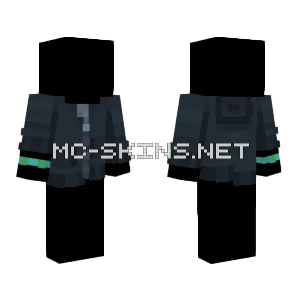 Black Hoodie Bracelet Shaded Minecraft skin, front and back