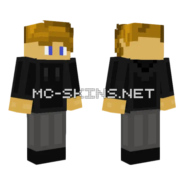 Black Hoodie Man Minecraft skin, front and back