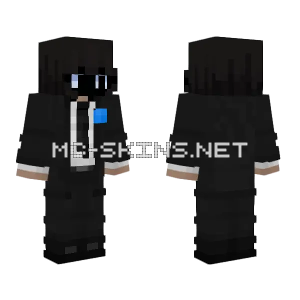 Black Hoodie With Blue Accents, front and back