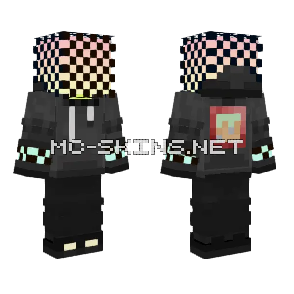 Black Hoodie With Goggles Minecraft skin, front and back