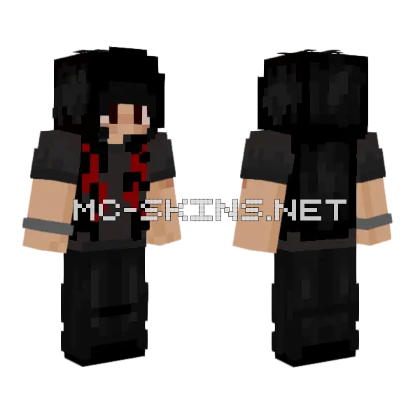 Black Hoodie With Red Accents, front and back