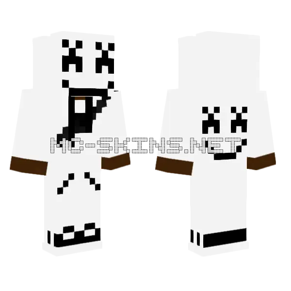 Black Marshmello Minecraft skin, front and back