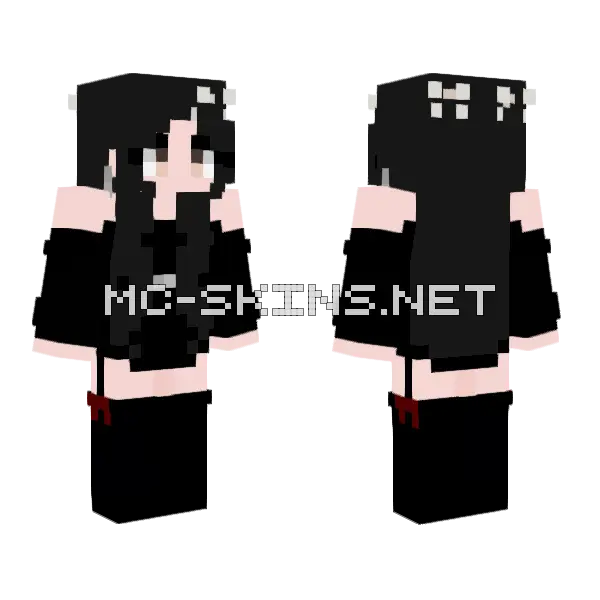 Black Outfit Girl Minecraft skin, front and back