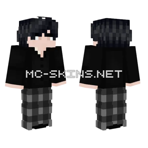 Black Plaid Boy Minecraft skin, front and back