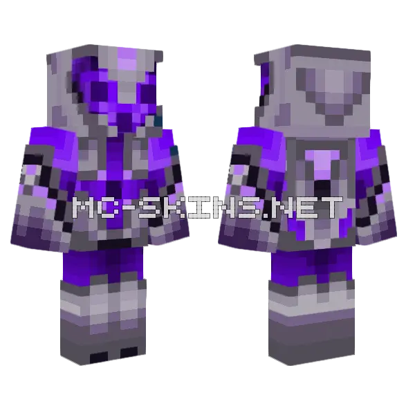 Black Purple Knight Minecraft skin, front and back