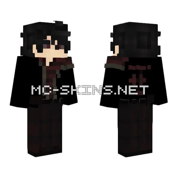 Black Red Outfit Minecraft skin, front and back
