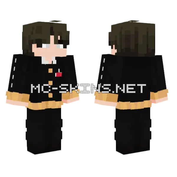 Black School Uniform Boy Minecraft skin, front and back