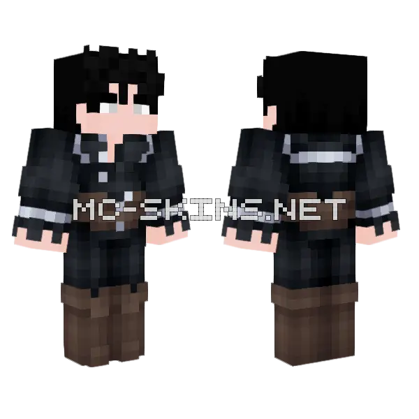 Black Soldier Outfit Minecraft skin, front and back