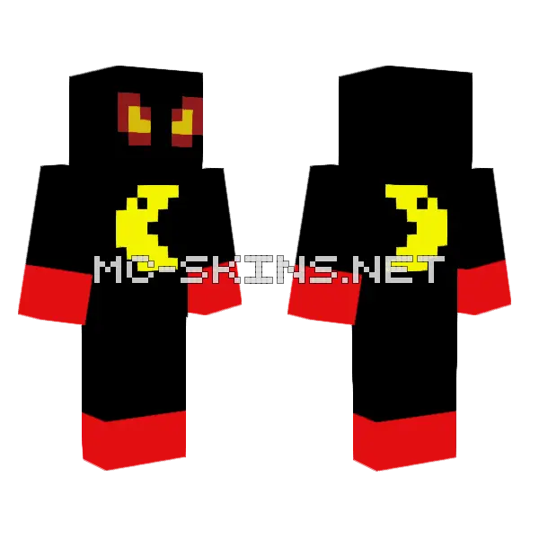 Black Spiderman Pacman Minecraft skin, front and back