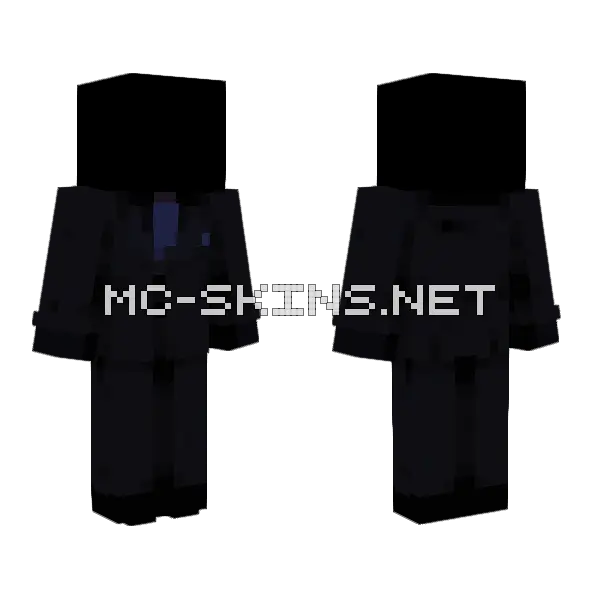 Black Suit Blue Tie Minecraft skin, front and back