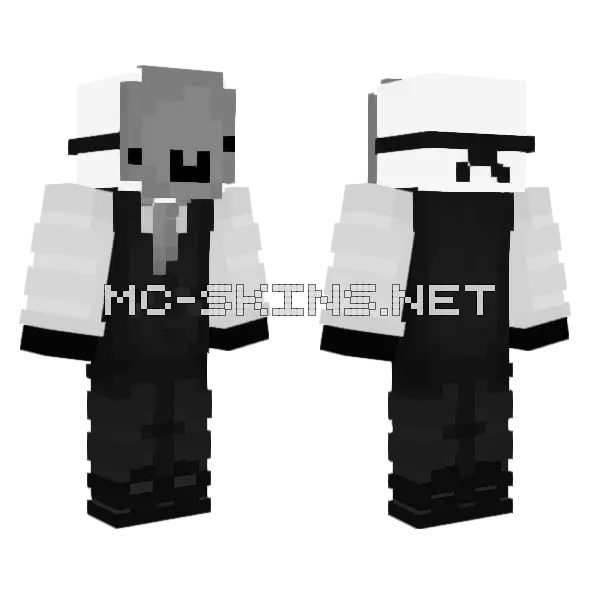 Black Suit Gentleman Minecraft skin, front and back