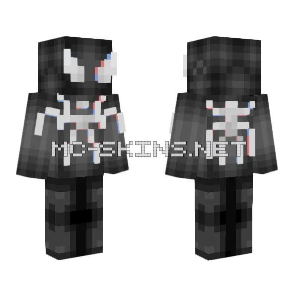 Black Suit Spider-Man Minecraft skin, front and back