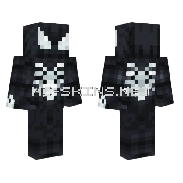 Black Suit Spider-Man Minecraft skin, front and back