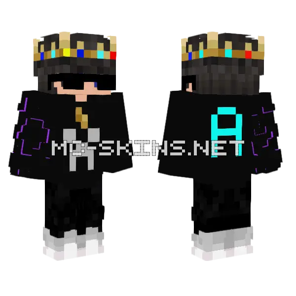 Black Suit With Crown Minecraft skin, front and back