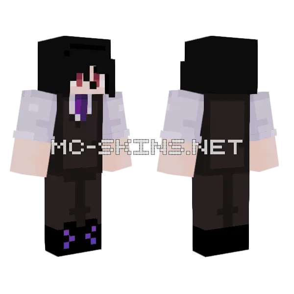 Black Suit With Purple Tie Minecraft skin, front and back