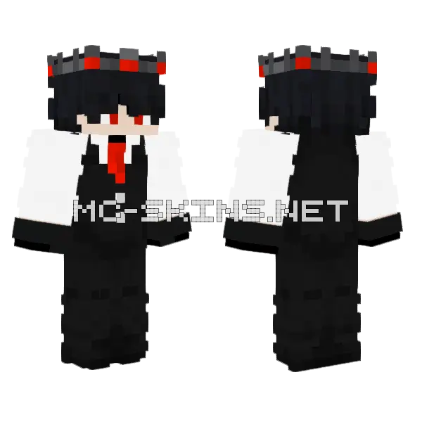 Black Suit With Red Tie, front and back