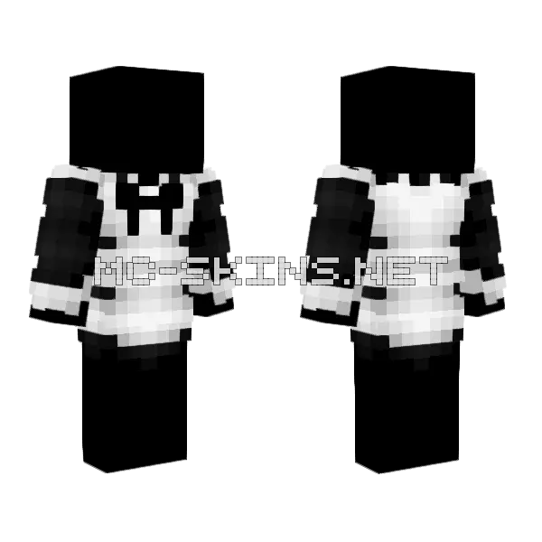 Black White Anime Maid Dress Minecraft skin, front and back