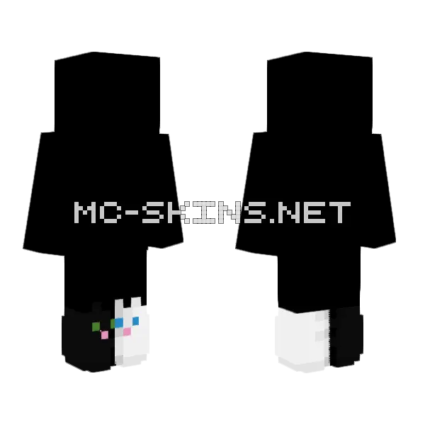 Black White Cat Halloween Minecraft skin, front and back