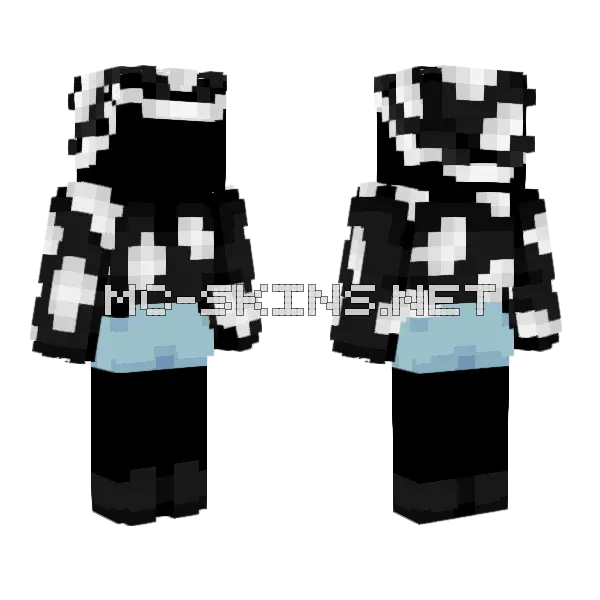 Black White Cowprint Hat Minecraft skin, front and back
